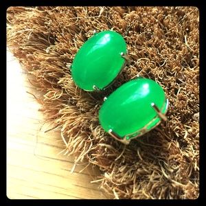 💚New Jade Green Oval Jewel Post Earrings💚